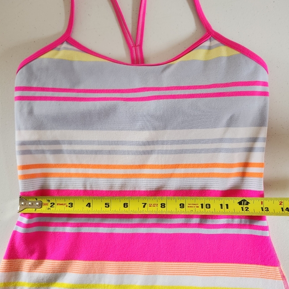 LULULEMON POWER Y TANK TOP RASPBERRY GROOVY STRIPE MULTI GLOW SIZE 4 Gym Yoga - Picture 6 of 7